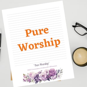 Pure Worship JW 2025 Convention stationair briefpapier, JW Pioneers-cadeau, digitale download