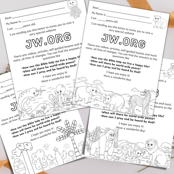 JW Kid Letter Writing Bundle, Kids Paper, jw Kid Gifts, JW Pioneers , A4 , US Letter , Digital Download, Kid Coloring, Kid Activity