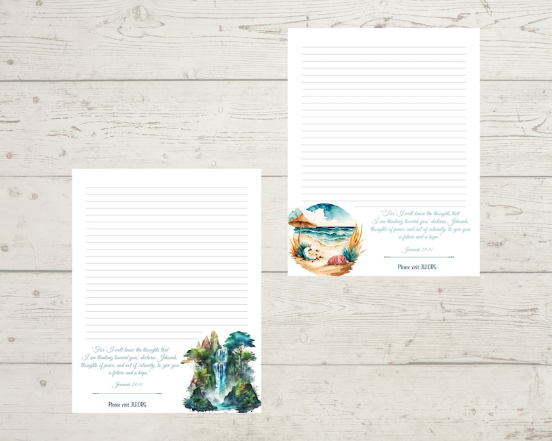 Psalms 37:29 Jeremiah 29 11 JW Letter Writing Stationery Instant Download Printable Stationery paper Scripture Template image 5