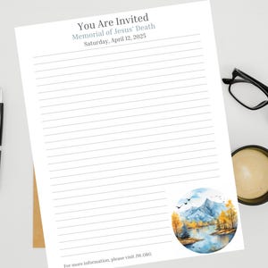 JW Memorial 2025, papel para escribir cartas en memoria de JW, invitación en memoria de JW, pioneros de JW, regalo de JW, descarga digital de JW
