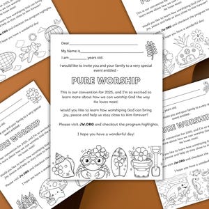 Papel para cartas de invitación a la Convención JW 2025 de Adoración Pura para Niños, Papel para escribir cartas JW, Regalos de actividades para niños JW