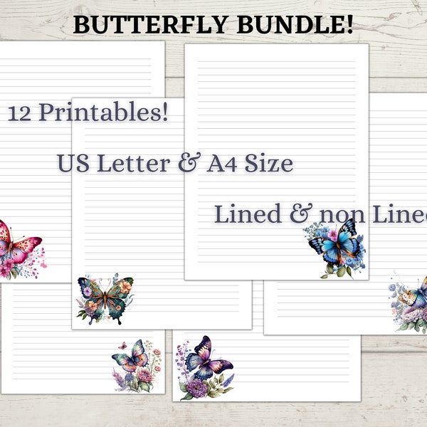 JW Letter Writing Bundle | Printable Writing Paper | Butterfly | Writing Sheets | A4 | US Letter | Digital Download | JW Ministry