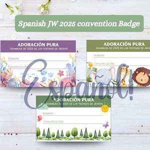 Emblemas de Adoração Pura para a Convenção das Crianças das Testemunhas de Jeová em Espanhol de 2025, Cartão de Nome para a Convenção das Testemunhas de Jeová, Emblemas para a Convenção Regional para Imprimir das Testemunhas de Jeová, Presentes para Emblemas de Nome das Testemunhas de Jeová