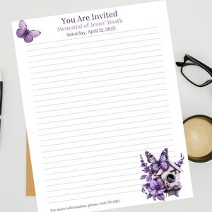 JW Memorial 2025, papel para escribir cartas en memoria de JW, invitación en memoria de JW, pioneros de JW, regalo de JW, descarga digital de JW