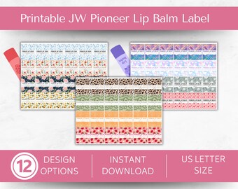JW Printable Pioneer Lip Balm Labels With Prov 10:20 scripture, JW Favor Tags,  JW Pioneer School Gift Tags Instant Download
