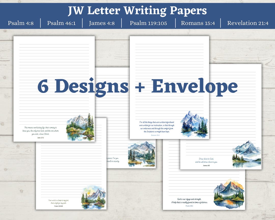 Empty Scripture Paper Printable JW Scripture Letter Writing Paper With Envelope - Lined ...