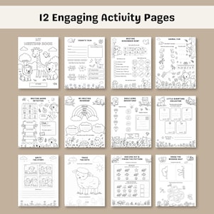 Printable JW kids activity book with 12 unique pages including tracing maze matching writing and scavenger hunt activities