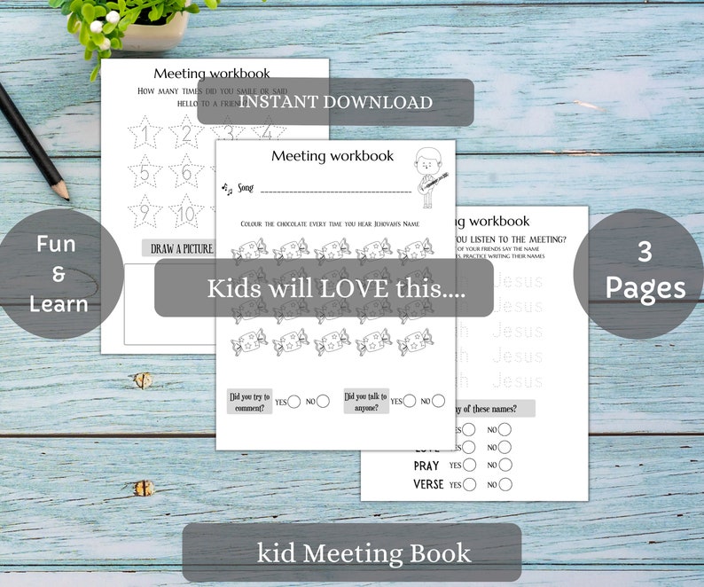 JW Meeting Worksheet for Kids Fun Activity JW Printables for - Etsy
