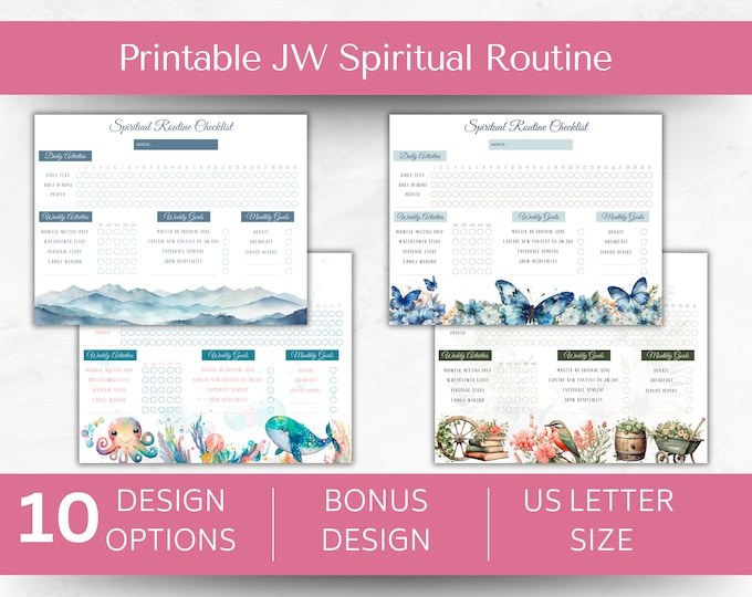 JW Weekly Spiritual Routine Checklist ~ Goal Tracker ~ Jehovah's ...