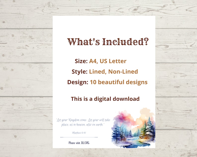 Psalms 37:29 Jeremiah 29 11 JW Letter Writing Stationery Instant Download Printable Stationery paper Scripture Template image 9