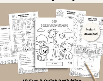 JW Kids Meeting Aktivitätenbuch druckbar, 12 Aktivitätsseiten PDF (Digitaler Download)