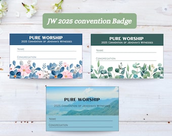 JW 2025 Convention Pure Worship Badges, JW Convention Name Card, JW Printable, Regional Convention Badges, jw name badges, jw gifts