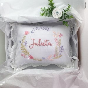 Pillow baby, pillow cover, embroidered pillow, monogram pillow, new parents gift, custom pillow, unique baby gift, baby name pillow