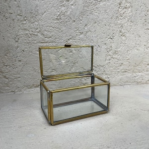 Glass & Brass Keepsake Box | Clear Jewellery Box | Vintage-Inspired Trinket Storage | Minimalist Glass Display Decor