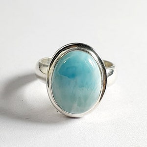 Larimar Ring, 925 Silver Ring, Handmade Ring, Gemstone Ring, Gift for her, Natural Larimar Ring, Ring for Women, Statement Ring