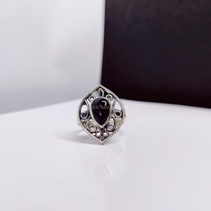 Sparkling Onyx Ring, Gemstone Ring, Black Band Ring, 925 Sterling Silver Jewelry, Engagement Gift, Ring For Brides Maid