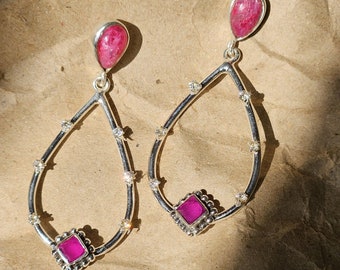 Ruby agate gemstone silver earrings for valentine * 925 sterling silver earrings * gemstone silver earrings * silver earrings for valentine