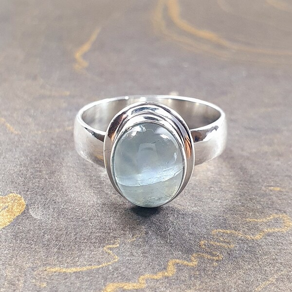 Anillo de aguamarina natural, anillo de plata 925, anillo de piedra preciosa natural, anillo hecho a mano, regalo para ella, anillo para mujer, anillo de plata de ley