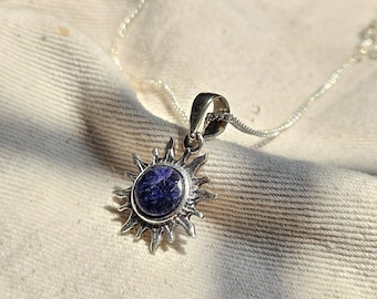 Saphir Edelstein Silberanhänger * 925 Sterling silber handgemachter Silberschmuck für Frauen * zierlicher Silberschmuck für den täglichen Gebrauch