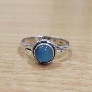 Aqua Chalcedony Ring, Chunky Stone Ring, Big Stone Ring, Natural Gemstone Ring, 925 Sterling Silver Ring, Gifts for her