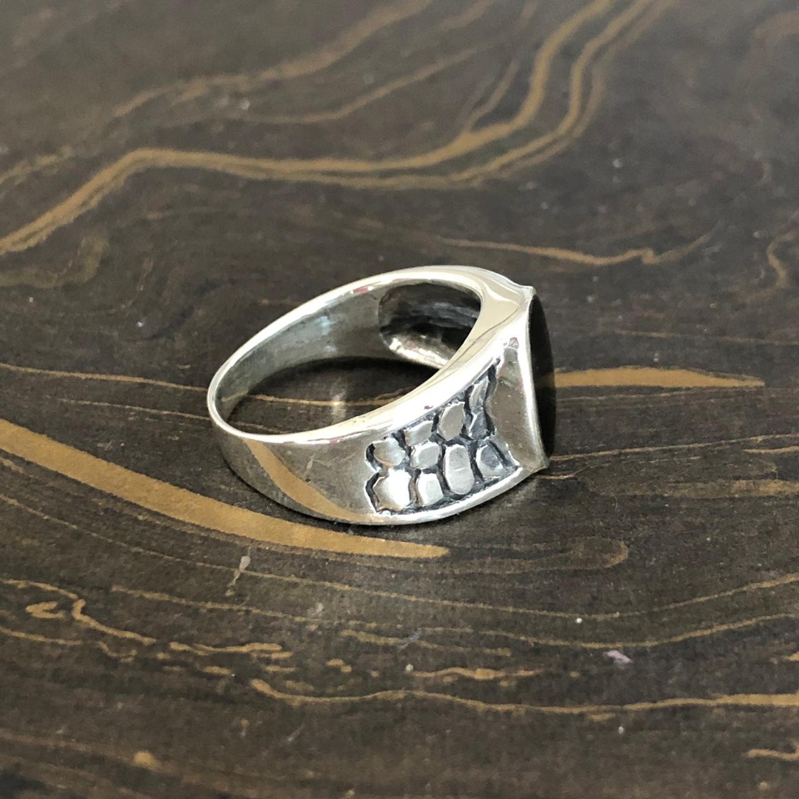 Mens Thumb Ring Black Onyx Ring 925 Sterling Silver Ring Etsy