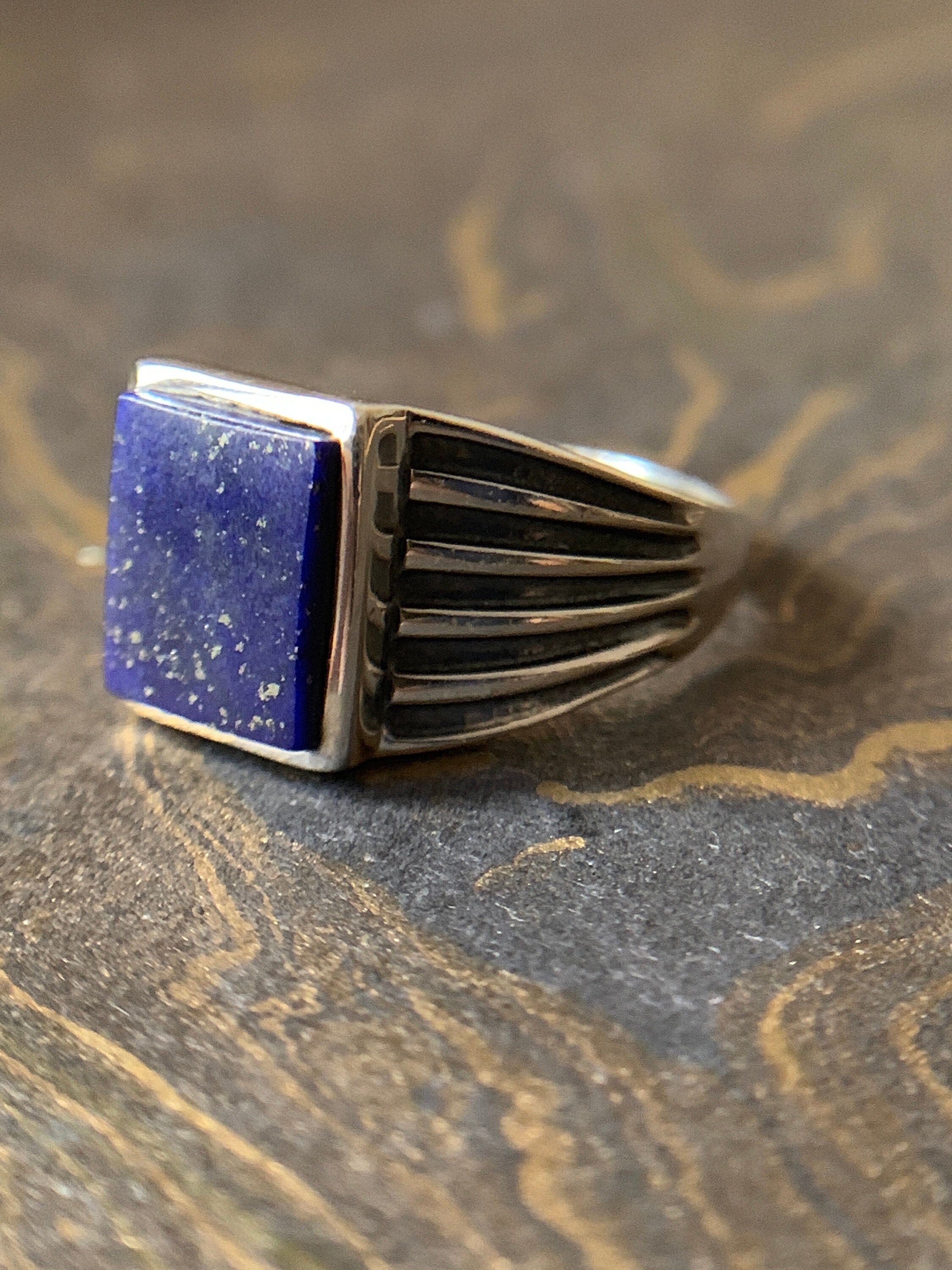 Lapis mens ring ring silver handmade ring 925 Etsy