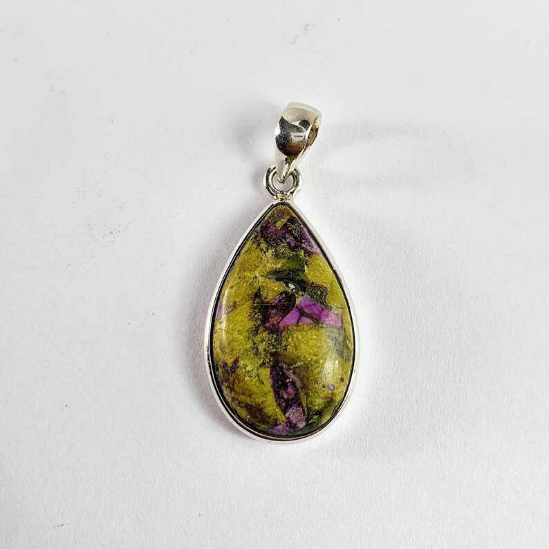 Beautiful Tear Drop stichtite Stone Silver Pendant Handmade Silver Pendant Necklace stichtite Stone necklace stichtite Stone Pendant