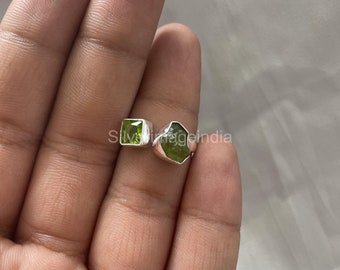 100% Natural Peridot Ring, Gemstone Ring, Green Band Ring, 925 Sterling Silver Jewelry, Engagement Gift, Ring For Best Friend