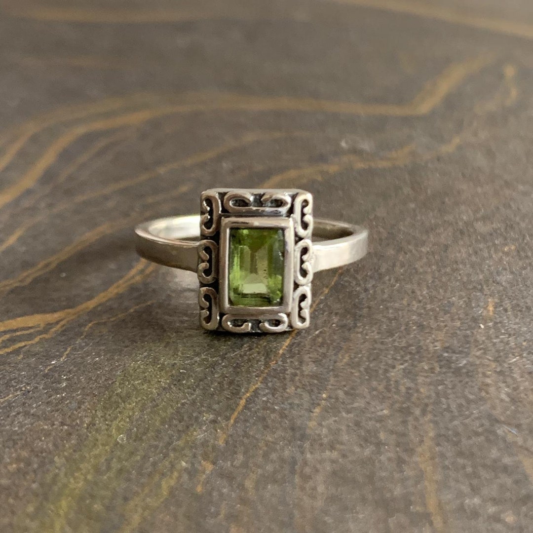 Natural Peridot Ring, Green Stone Silver Ring, Silver Ring for Women ...