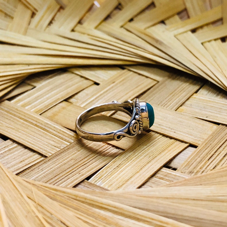 Turquoise silver Ring Cabochon stone ring silver ring for women silver Ring handmade band ring 925 sterling silver Ring