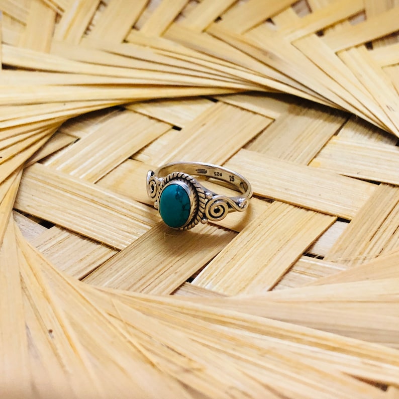 Turquoise silver Ring Cabochon stone ring silver ring for women silver Ring handmade band ring 925 sterling silver Ring