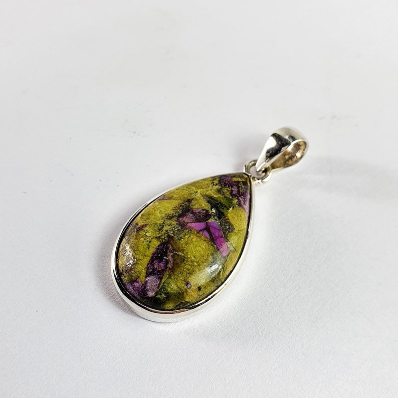 Beautiful Tear Drop stichtite Stone Silver Pendant Handmade Silver Pendant Necklace stichtite Stone necklace stichtite Stone Pendant