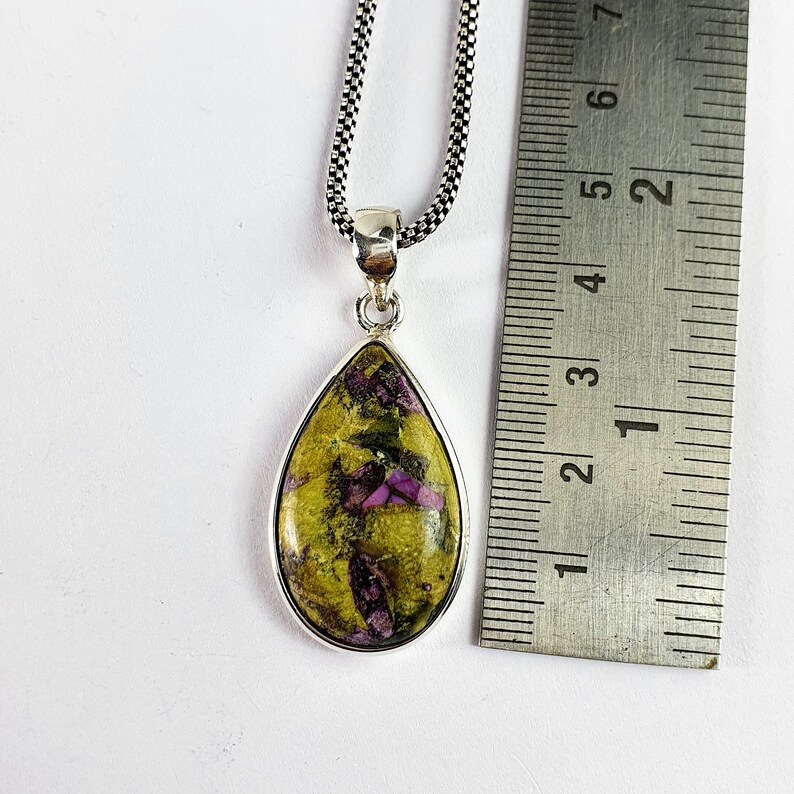 Beautiful Tear Drop stichtite Stone Silver Pendant Handmade Silver Pendant Necklace stichtite Stone necklace stichtite Stone Pendant