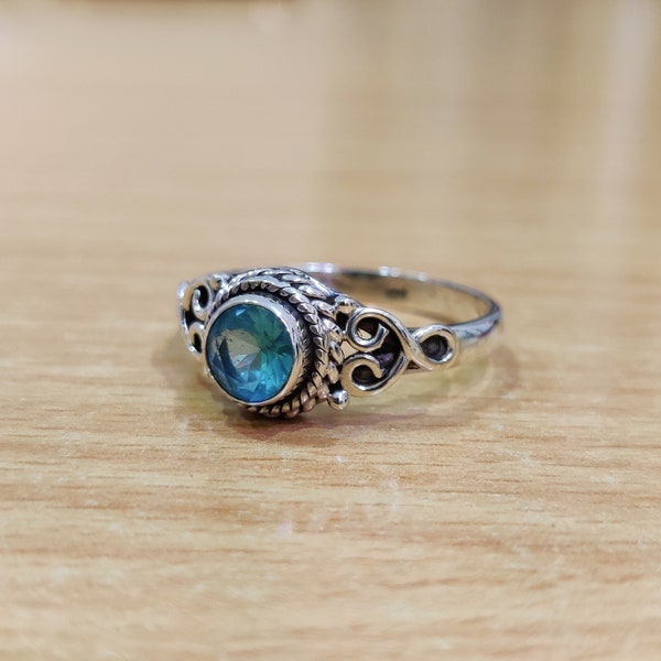 Blauer Quarz Ring 925 Silber Ring, handgemachter Ring, Geschenk für Ihre Freunde, Geschenk für die Liebe, Silberring für Geschenk, Ring für Mama Geschenk