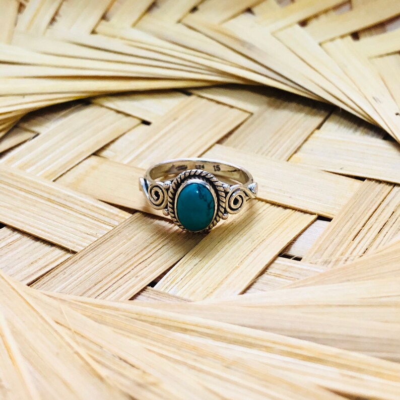 Turquoise silver Ring Cabochon stone ring silver ring for women silver Ring handmade band ring 925 sterling silver Ring
