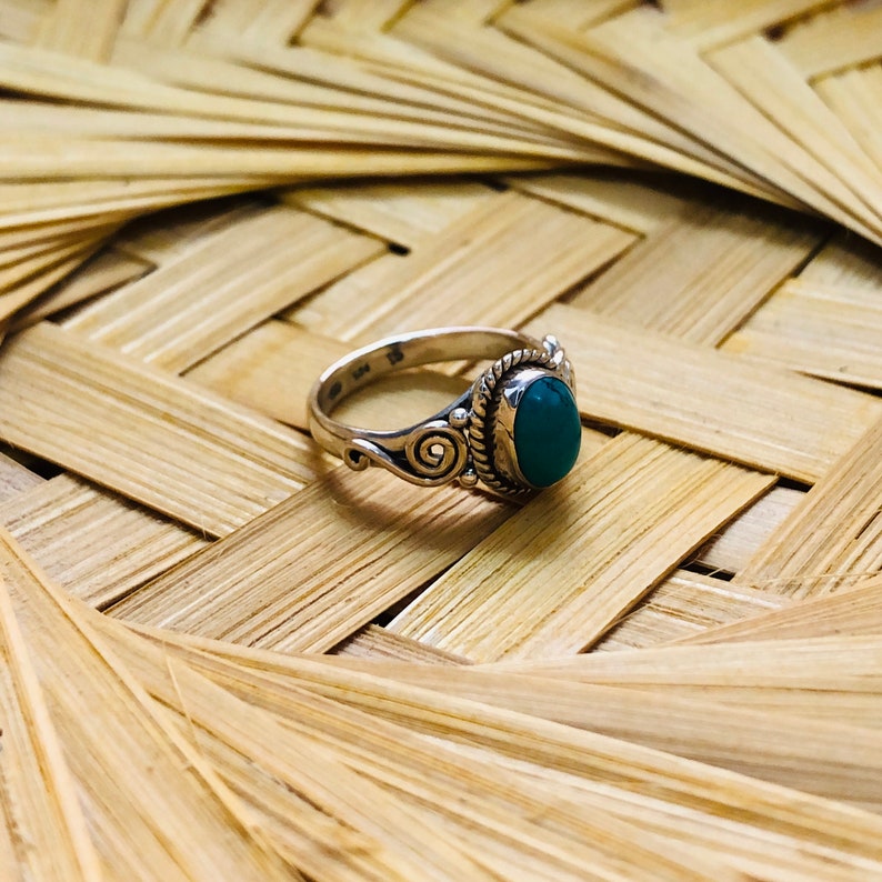 Turquoise silver Ring Cabochon stone ring silver ring for women silver Ring handmade band ring 925 sterling silver Ring