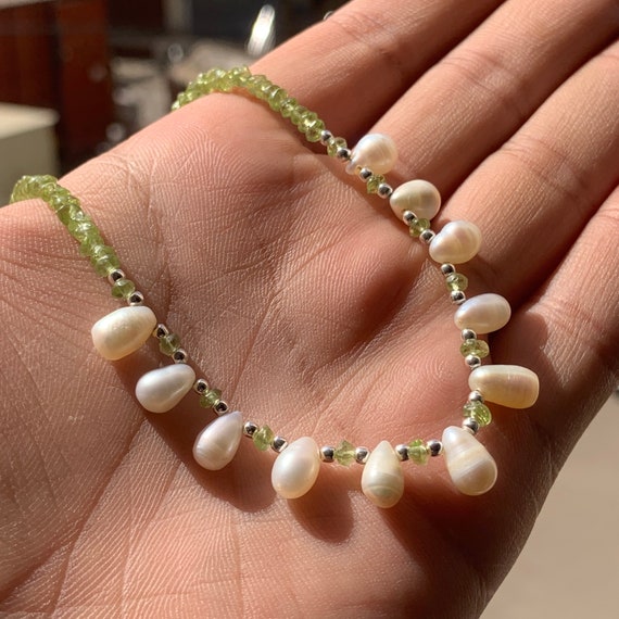 Antique Diamond Pearl and Peridot Necklace in 14K White Gold For Sale at  1stDibs | antique peridot necklace, peridot white gold necklace, white gold peridot  necklace