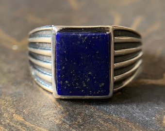 Lapis Lazuli Men's Ring, Signet Ring, Silver Handmade Ring, 925 sterling Silver Ring, Silver Ring, Signet Ring, Bold Ring, Christmas Sale