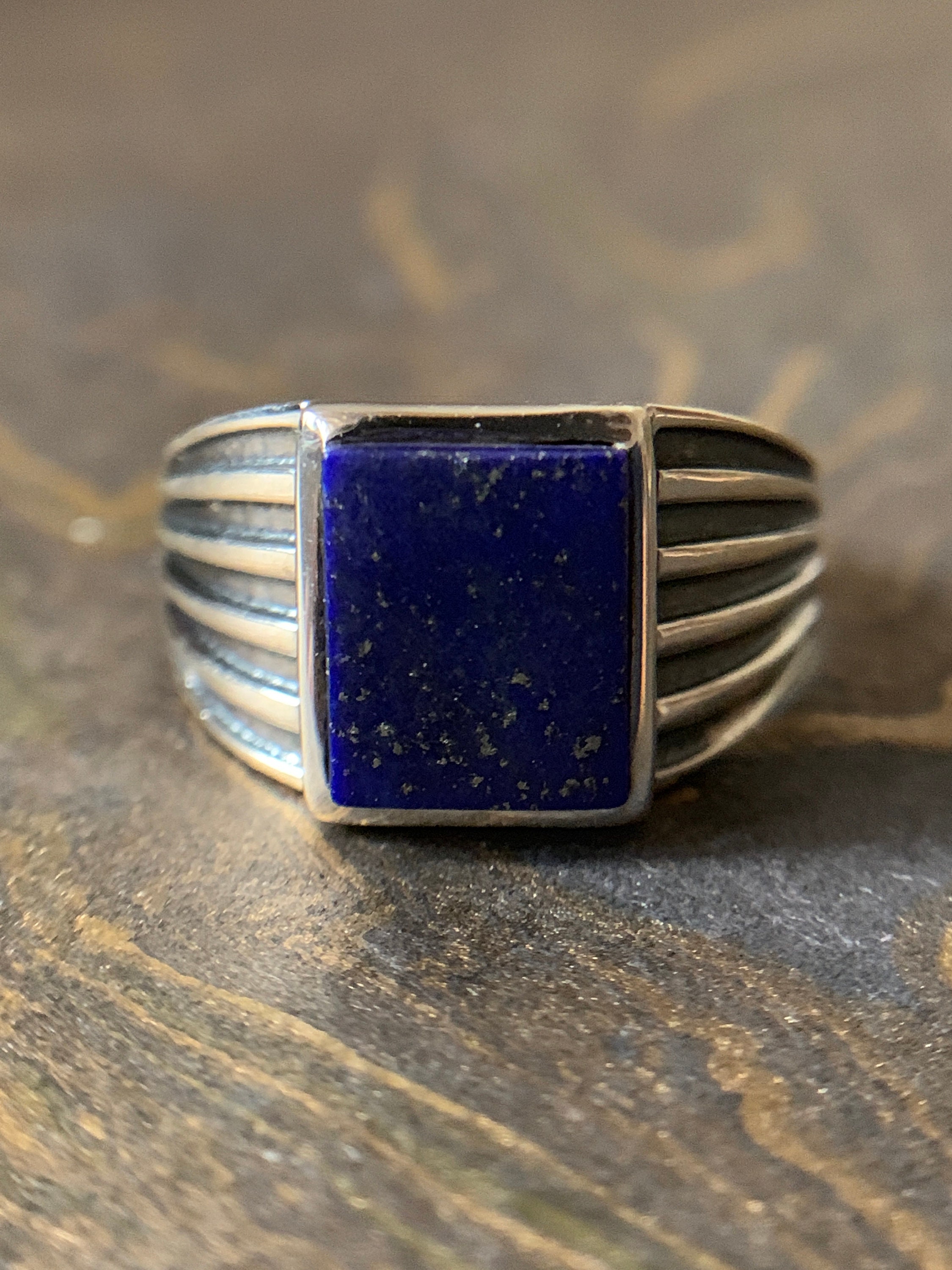 Lapis mens ring ring silver handmade ring 925 Etsy