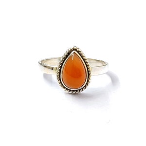 Fancy Carnelian Gemstone Ring-Pure Silver Fashion Jewelry Ring-Orange  Stone-Protective Natural Gemstone-925 Sterling Silver-Handmade Ring.