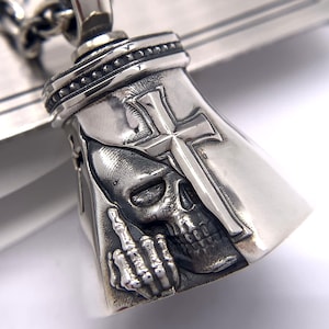 biker jewelry for men,925 sterling silver,skull bike bell,biker gifts for him,punk rock jewelry,motorcycle keychain,silver key chain,kc08