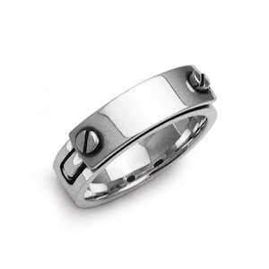 mens pinky ring silver,mechanical ring,steam punk ring,industrial jewelry,biker ring sterling silver,made in japan,present for him