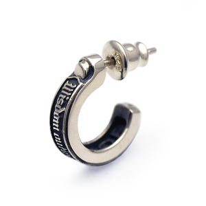 quotes earrings,word earrings,biker earrings,sterling silver,simple earrings,hoop earrings men,made in japan,present for him,free shipping
