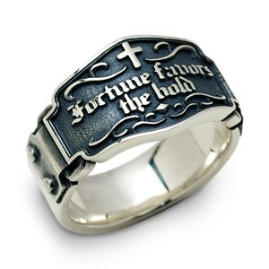 knight ring,word ring sterling silver,quote ring,message ring,biker ring,men ring size 15,men ring size 16,made in japan,present for him