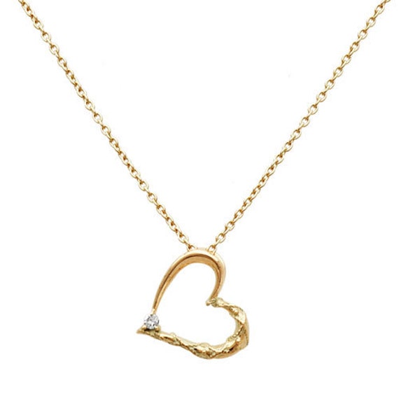 10k Gold Heart Necklace antique Designs open Heart diamond Heart