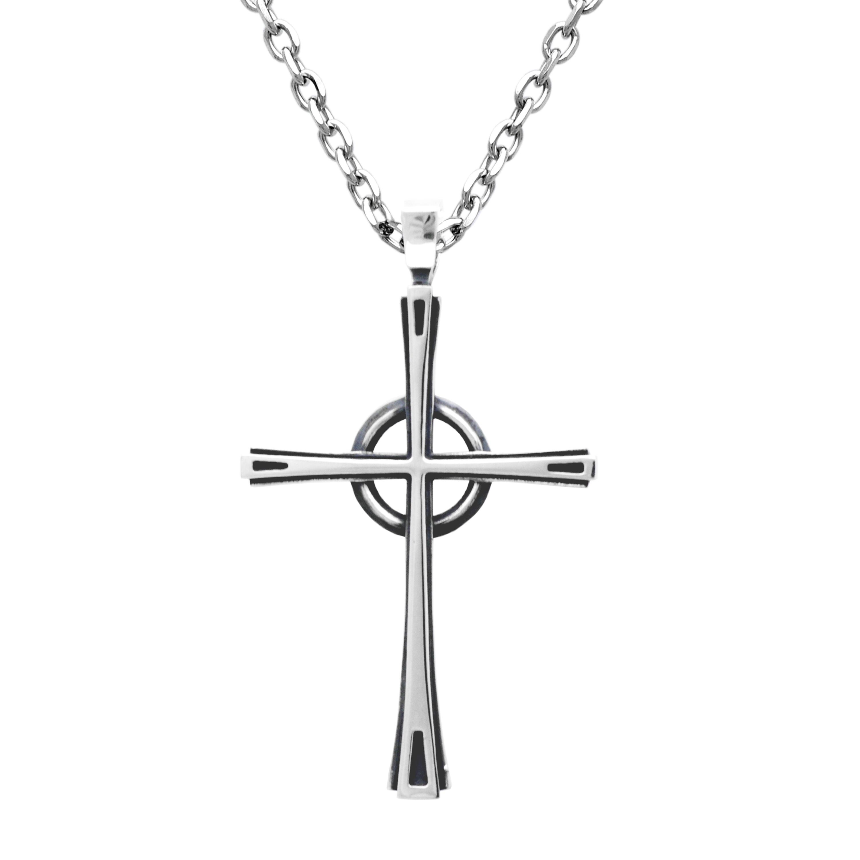 CIONDOLO BIKER BIKER DA UOMO AMULETO A CROCE ARGENTO STERLING 925 FATTO