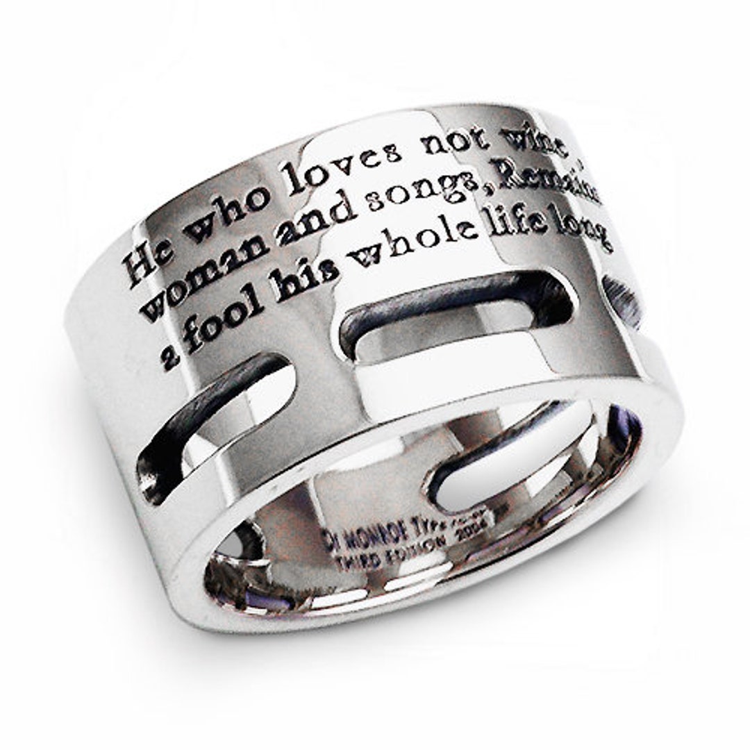 Schwerer Spruch Ring, Wort Ring Sterling Silber,Message Ring,Herren