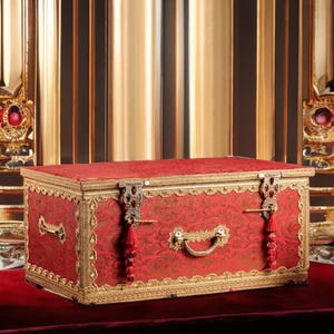 Baú de enxoval vermelho tradicional para casamento indiano - Baú de lembranças de Dulhan, casamento indiano, casamento punjabi, caixa Lehnga