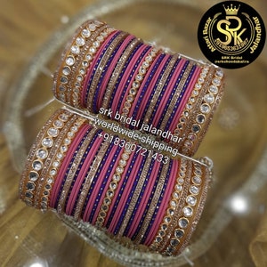 Wedding Bangle Chura, Chuda avec Kundan et Zarican Disponible dans toutes les couleurs et tailles