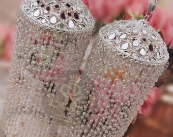 Kaleeras In Silver With Mirror Work Kaleere Bridal Kaleera , Kalira, Kalire, Wedding Kalira by srk